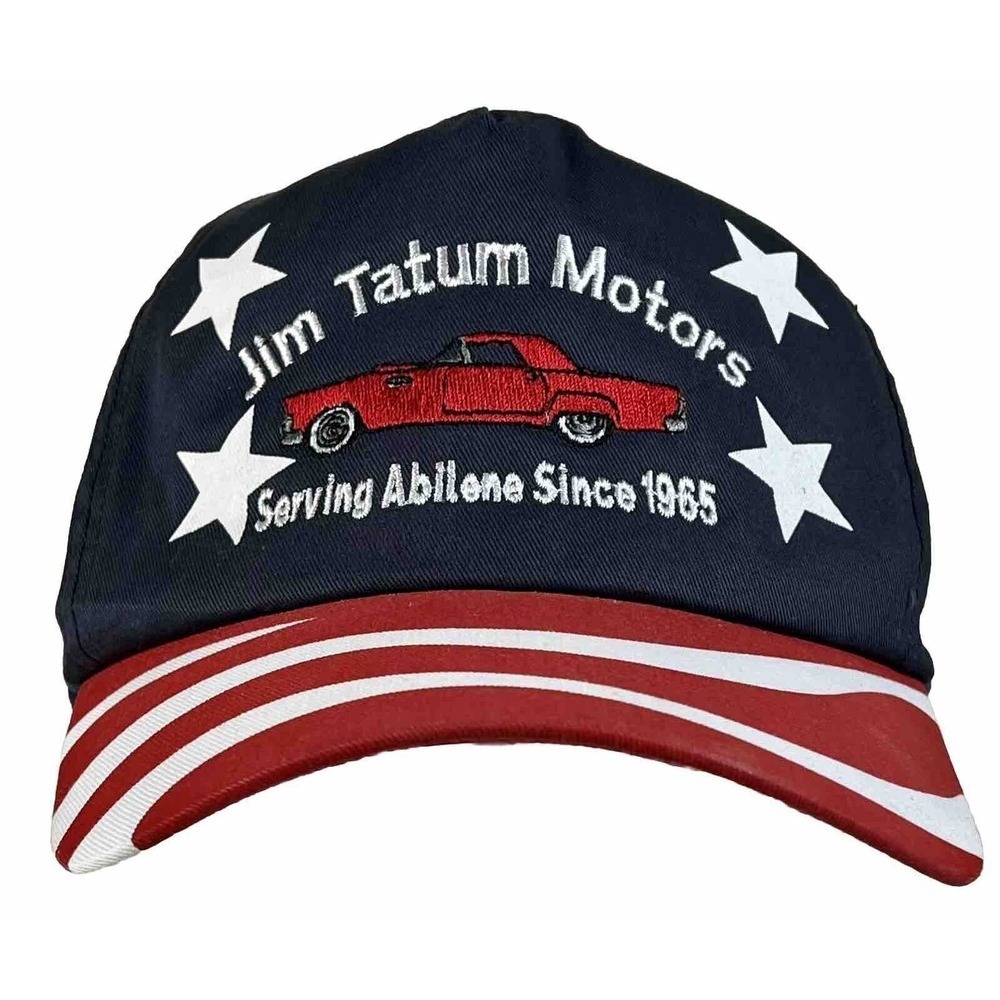 Vintage Jim Tatum Motors Hat Snapback American Flag Abilene TX USA 90s Cap